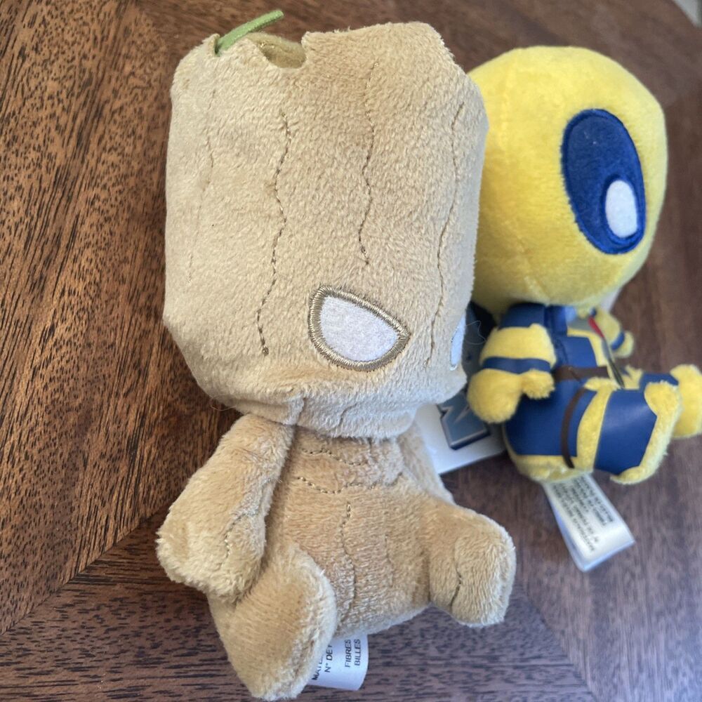 Groot &‎ Deadpool Yellow 2015 Funko Mopeez Disney Marvel Mini Plush Toy Set Of 2 - Picture 2 of 9